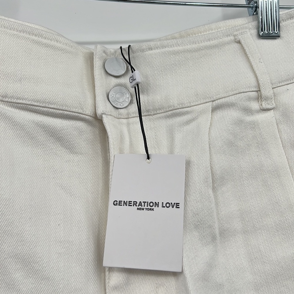 🆕Generation Love Mona High Waist Cuffed Denim White Shorts Classic Fit - Picture 8 of 13